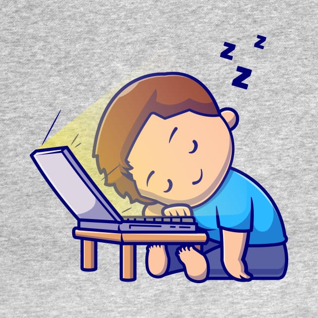 Cute Boy Sleeping On Laptop Cartoon by Catalyst Labs